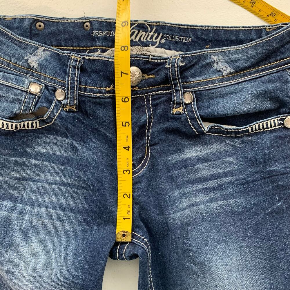 Premium Vanity Collection Women's Harlow Skinny Embellished Dark Blue Sz 27W/32L - Picture 15 of 16